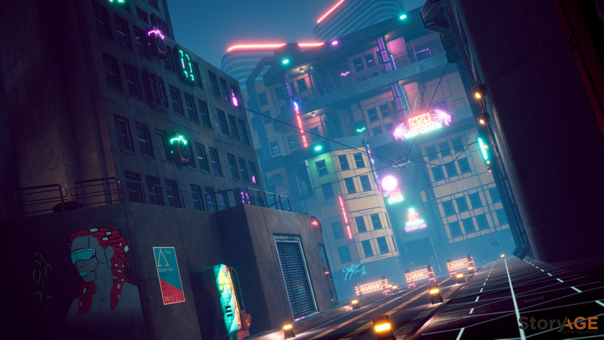 Cyberpunk City Street Asset Image